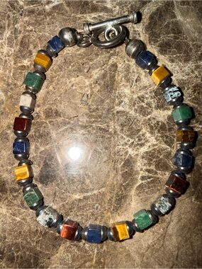 Silpada 925 Sterling Silver Multi Stone Cube Bracelet